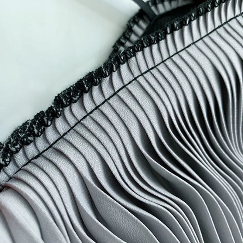 

TWOTWINSTYLE Patchwork Ruffle Hit Color Shirt For Women Square Collar Short Sleeve Patchwork Casual Blouse Female Fashion New