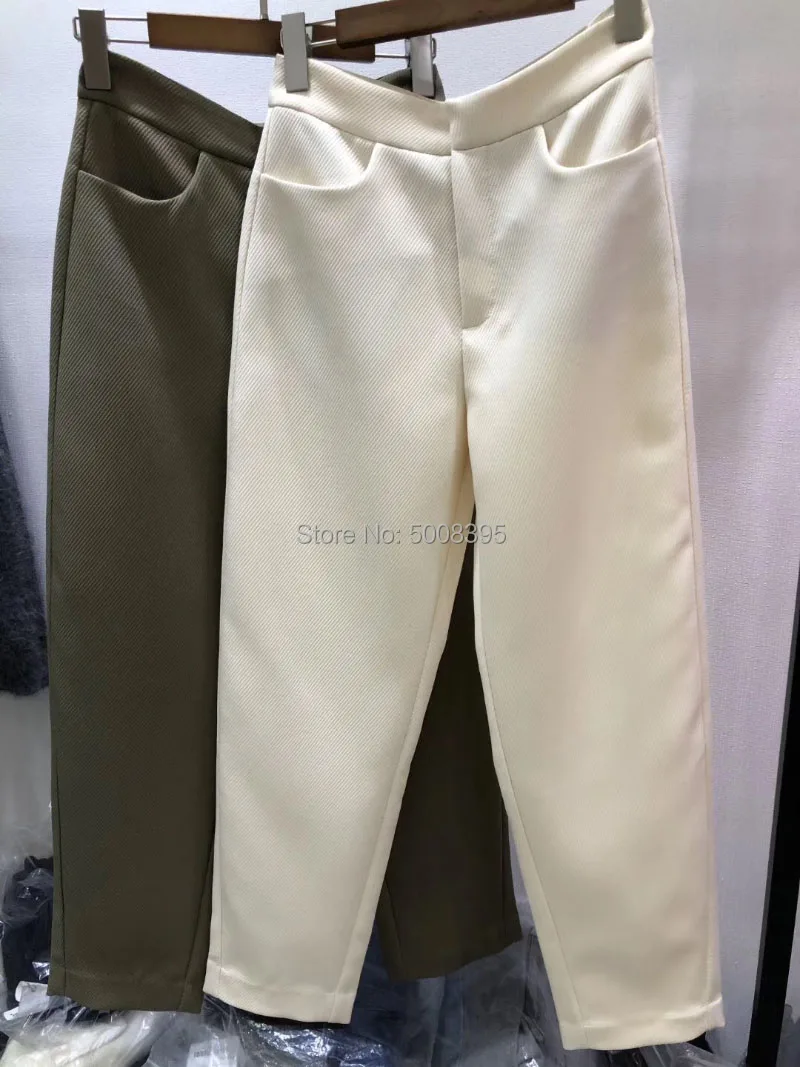 Высокое качество! Кремовый хаки Novara Twill Брюки витой шов Высокая талия Модные свободные брюки женские 2019FW горячая распродажа