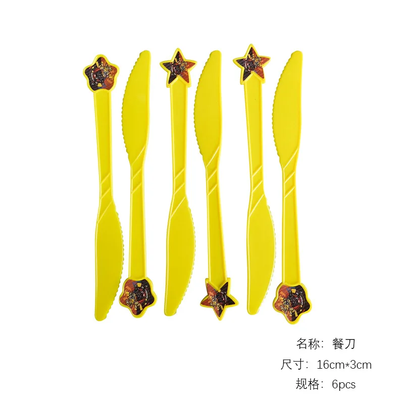 knife 6pcs 6 человек трансформация Шмель или рюкзак с изображением трансформеров оптимуса прайма и украшения для тематических вечеринок Бумага чашка тарелка шары для детей Дети День рождения расходные материалы - Цвет: knife 6pcs