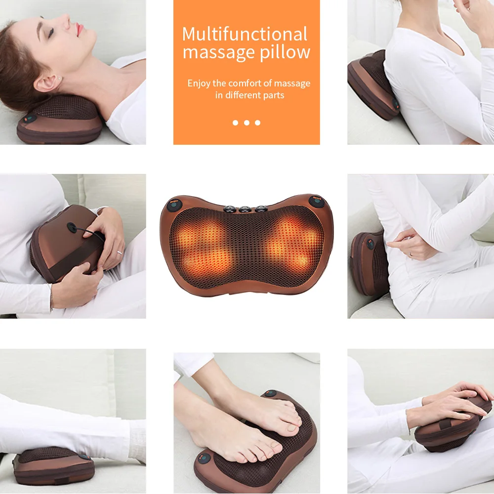 Electric Massage Pillow Infrared Heating Neck Massager Home Car Multifunctional Shiatsu Massage Relaxation Body Machine8D Head
