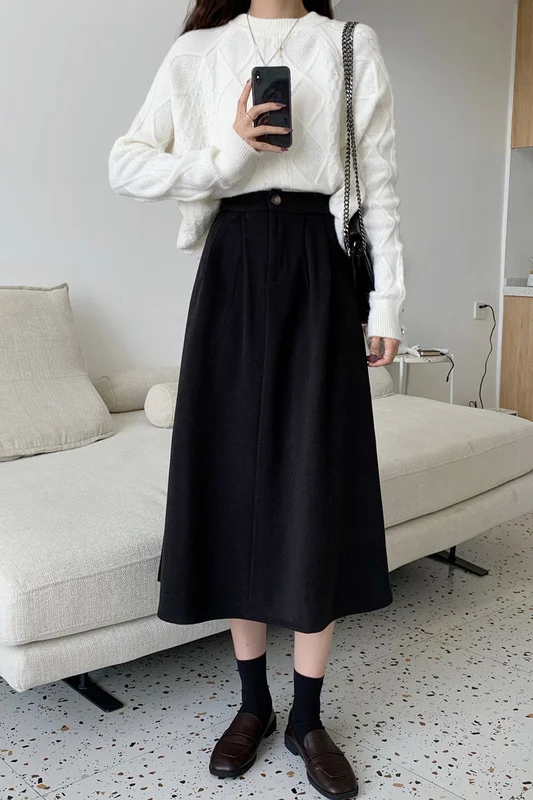 

Real Shot Cost-Effective Woolen Skirt 2021 Autumn and Winter Workers