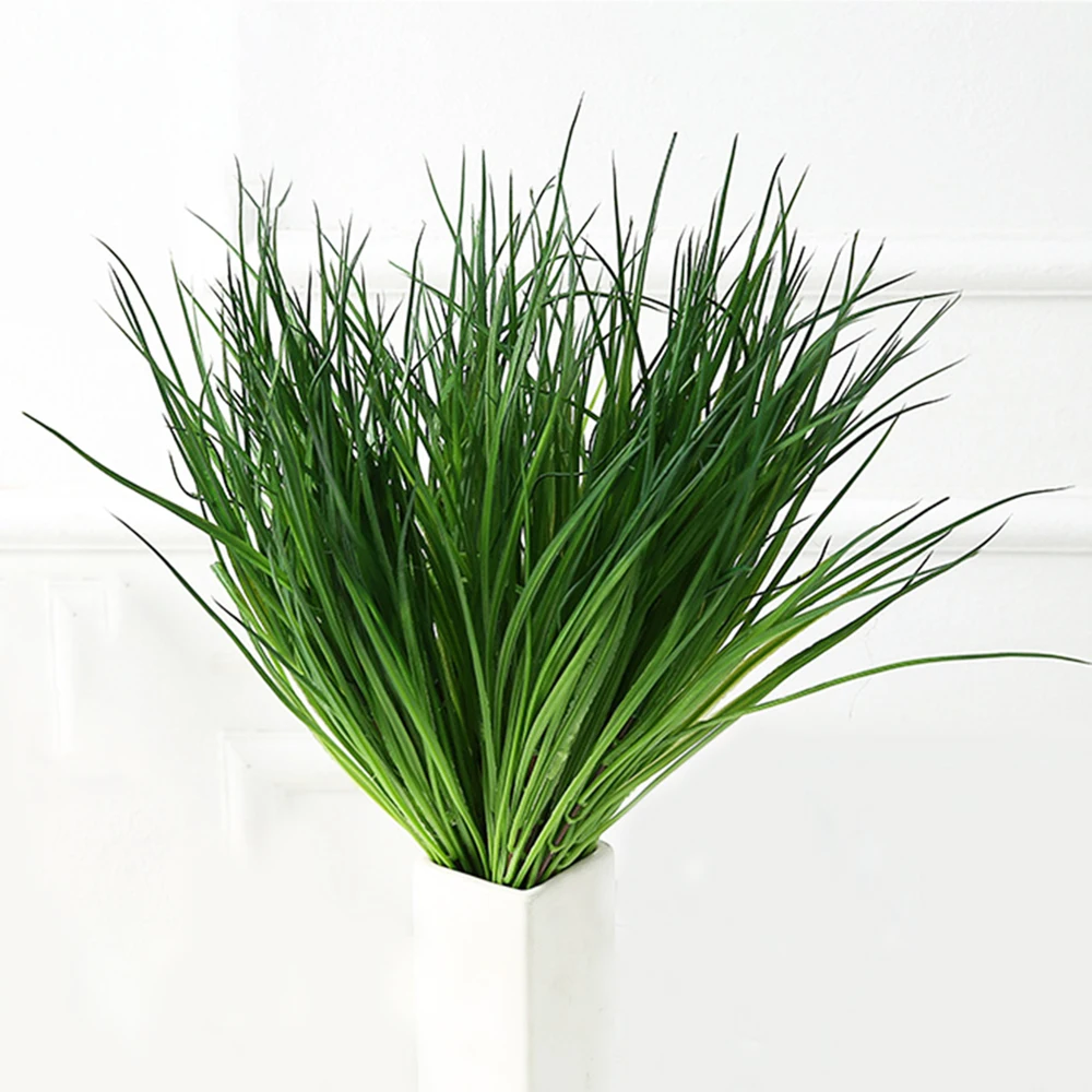 

Artificial Plants Green Leaf Plastic Plant Faux Onion Grass Desktop Decor Fake Flower For Outdoor Garden Office Decor 7 Forks