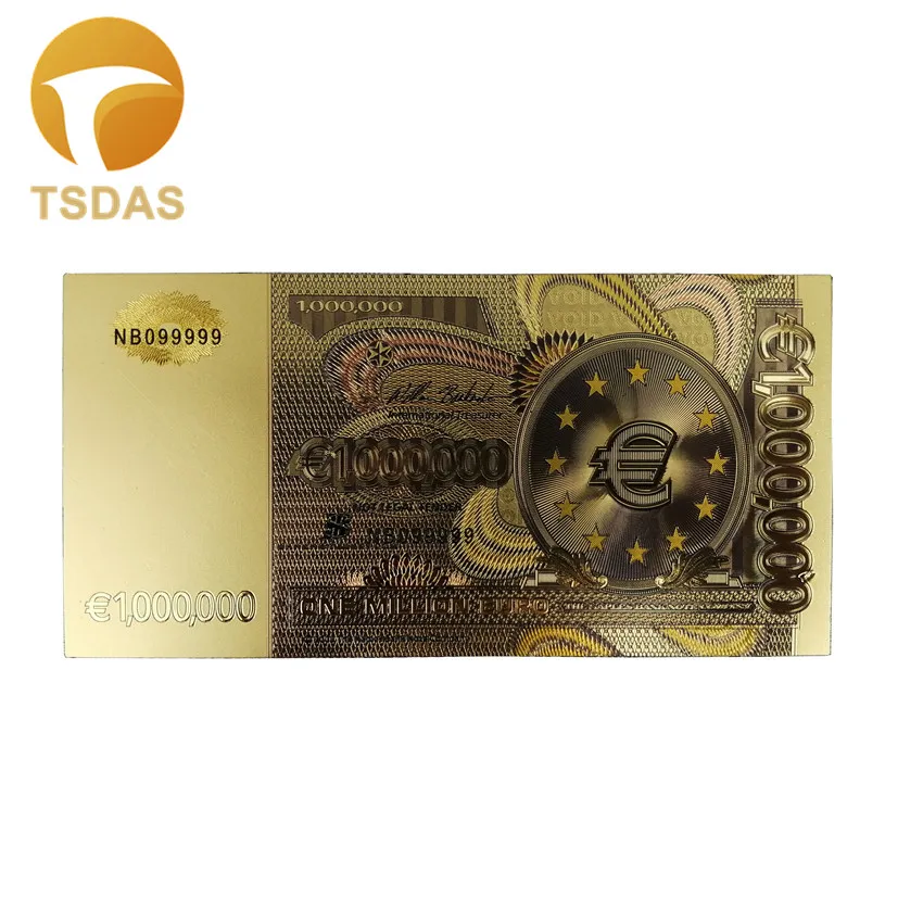 Красочные один миллион Золотая банкнота евро класса люкс 999 24k позолоченные