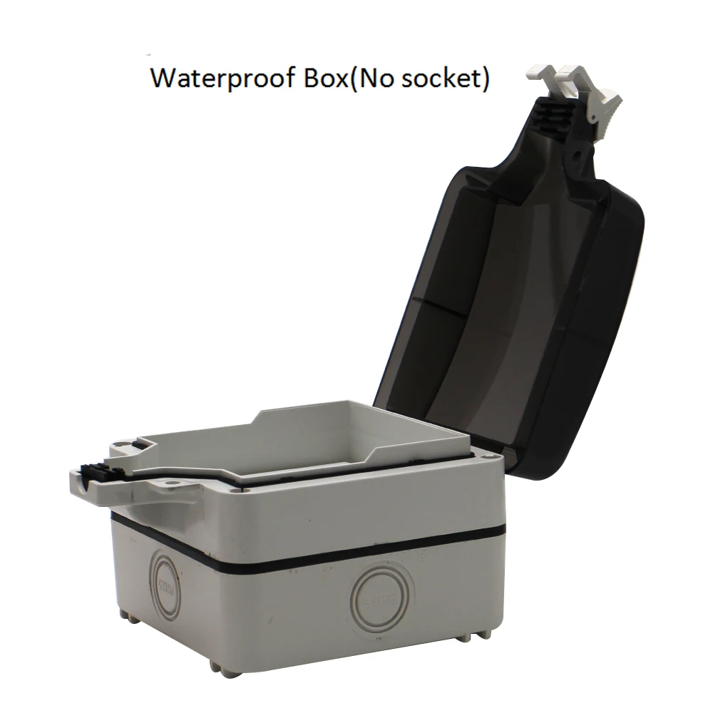 only box (no socket) IP66 3/5 отверстия Многофункциональная Универсальная Водонепроницаемая наружная настенная розетка с 2 портами USB 10A электрическая розетка с заземлением - Тип: only box (no socket)