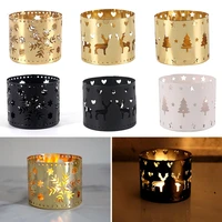 christmas metal hanging candle holder golden hollow pattern creative iron candle holder home merry christmas decoration gifts