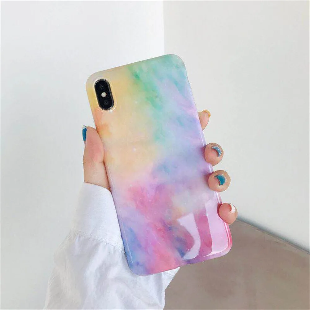 Elala глянцевый чехол для телефона iPhone XR мягкий IMD цветной глиттер задняя крышка 6 S 7