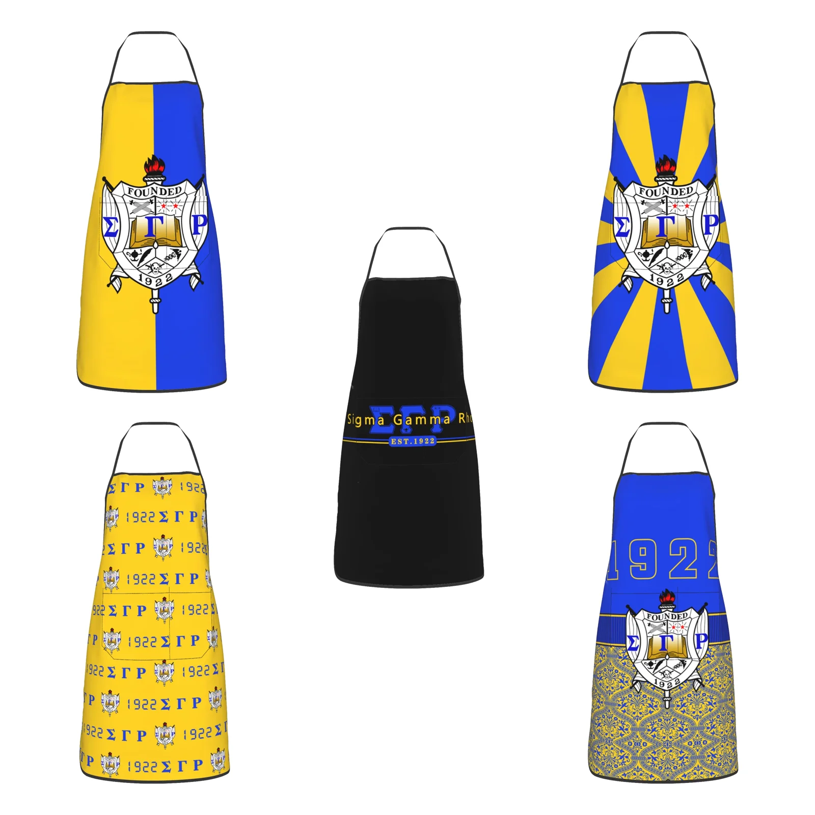 

Sigma Gamma Rho 1922 SGR Adjustable Bib Apron Waterdrop Resistant with Pocket Cooking Kitchen Aprons for Men and Women