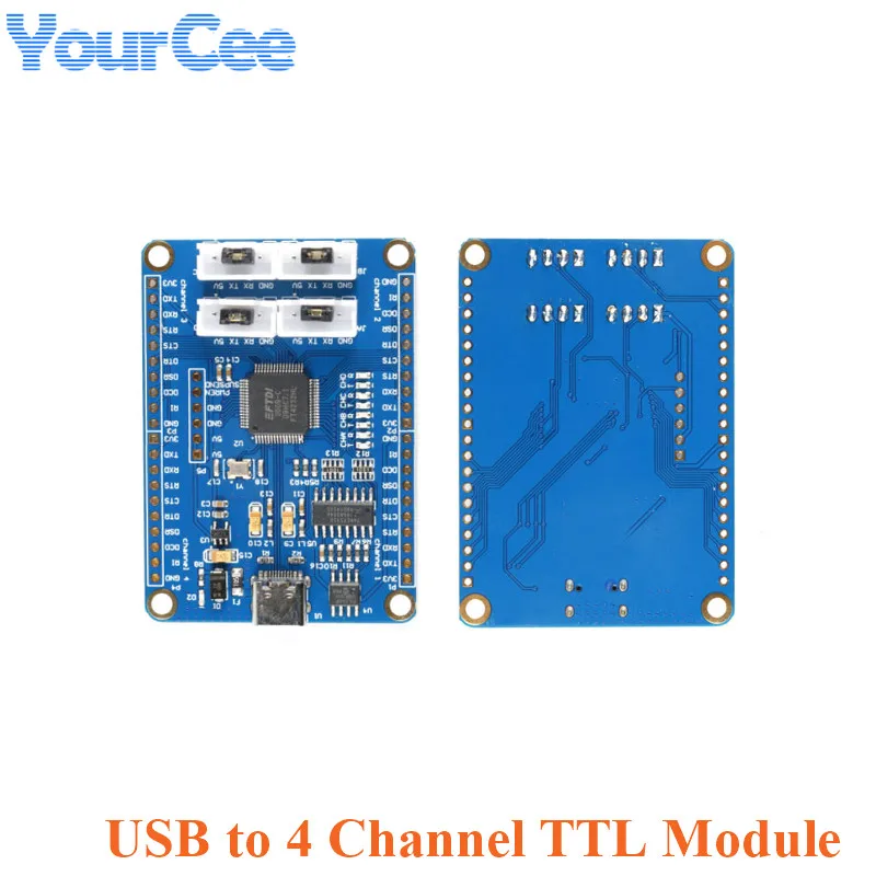 

USB to 4 Channel TTL Serial Port Convertor Board Module FT4232HL USB to Multi-channel Serial Port 5V 3.3V