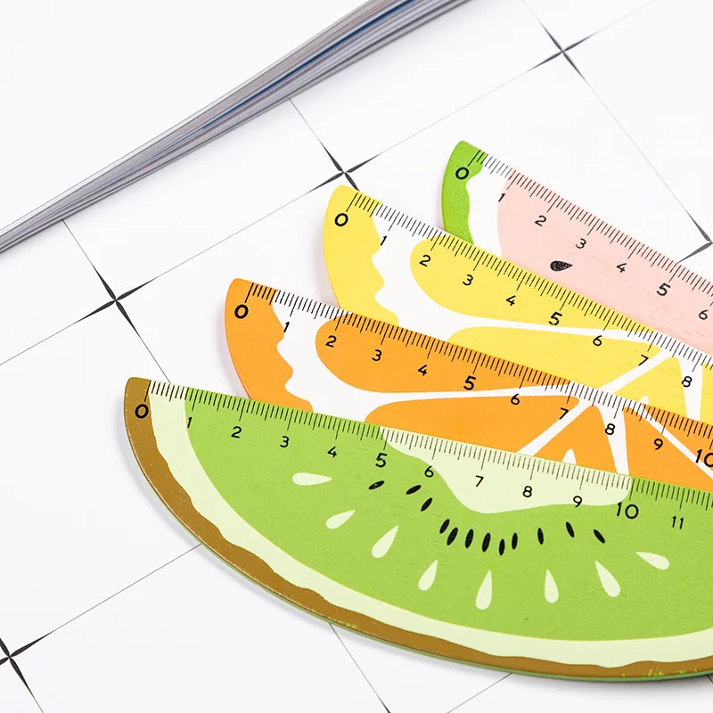 

1pcs Cute Cartoon Watermelon Orange Lemon Kiwi Kawaii Plastic Ruler School Students Measurement Straight Stationery Child Rulers