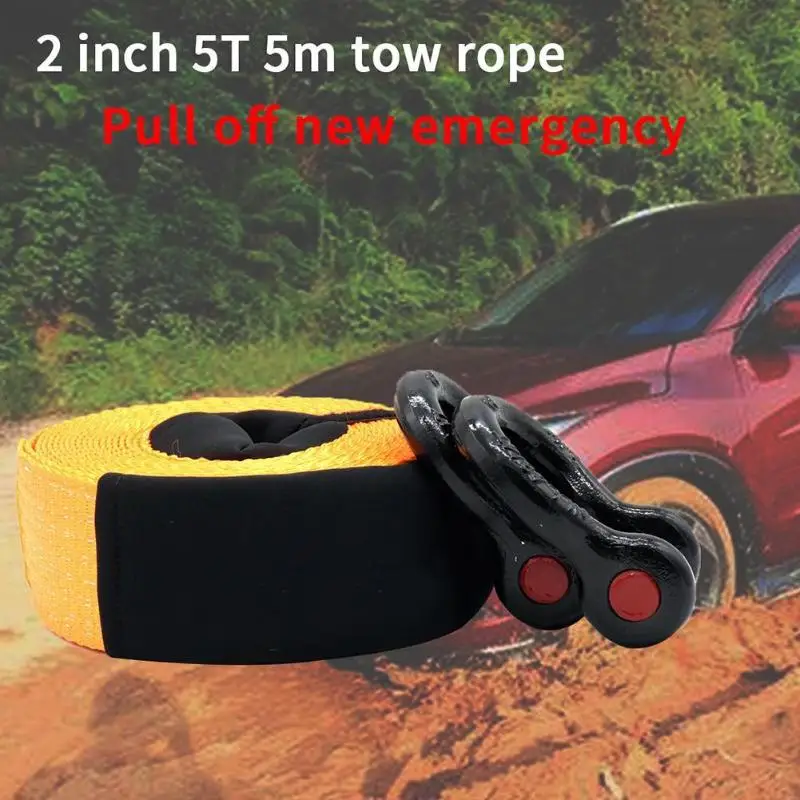 

5m 5 Tons Heavy Duty Tow Rope Car SUV Trailer Pickup Vehicle Road Recovery Emergency Towing Rope Cable Strap