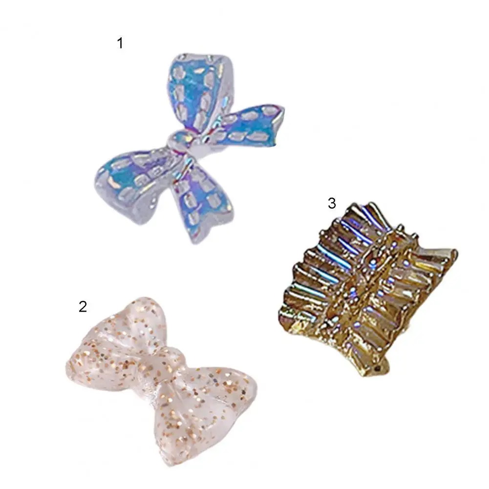 

50Pcs/Set Nail Bow Ornament Aurora 3D Resin Manicure Glitter Bowknot DIY Rhinestone DIY Shiny Resin Nail Bow Glitters