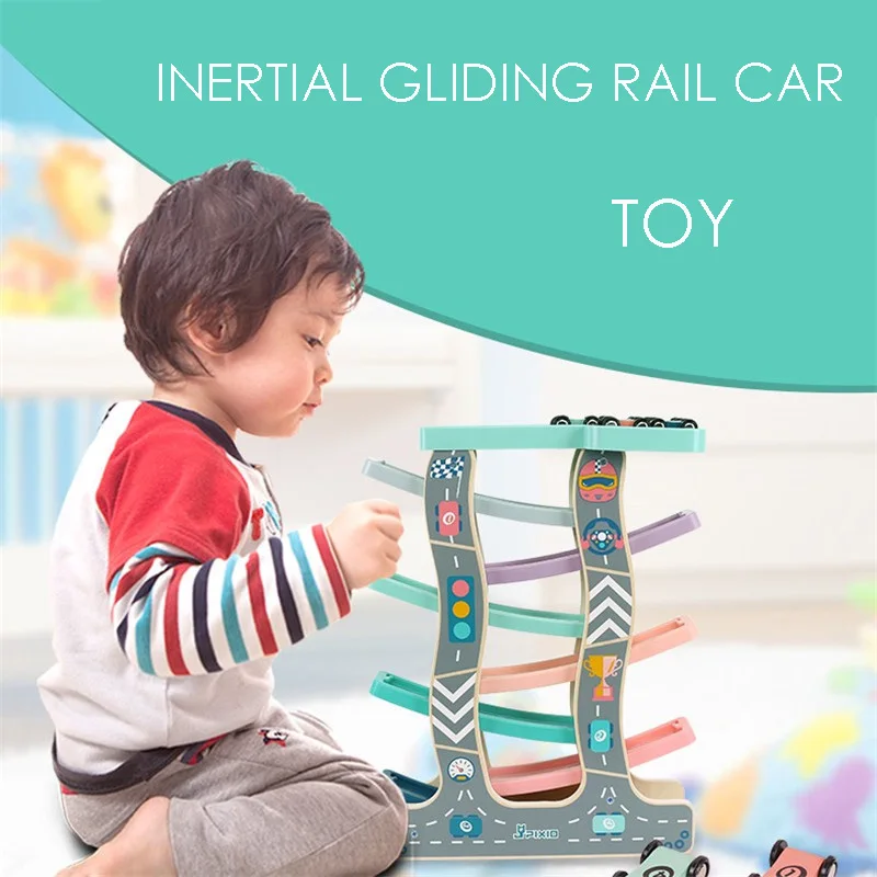 Деревянный трек игрушечный автомобиль скутер соревнование многослойный слайд