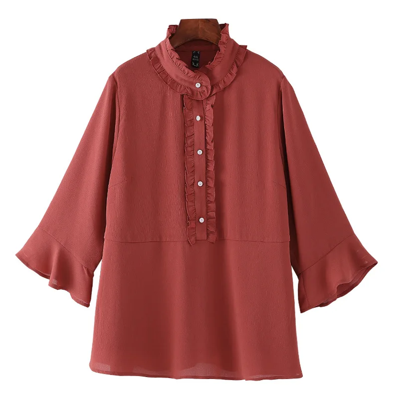 

4XL To 10XL Plus Size Women Tops Three Quarter Sleeve Loose Thin Chiffon Blouse Shirt Women Blusas Mujer De Moda 59T027