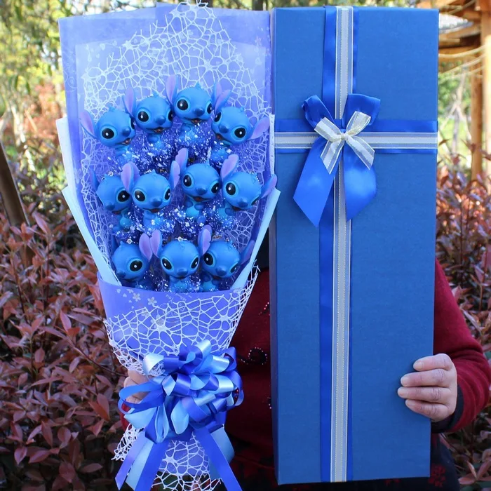 Kawaii Ститч мультфильм букет подарок плюшевая кукла Игрушка Аниме Лило ПВХ