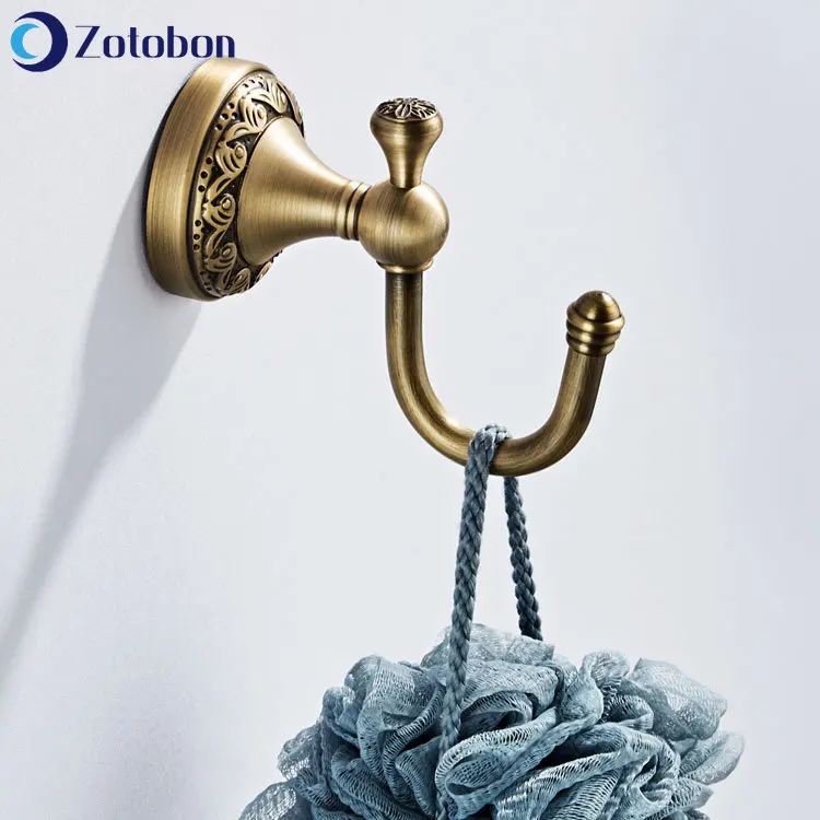 ZOTOBON Home Coat Hanger Wall Hooks Decorative Antique Brass Cap Keys Rack Hanging Europe Style Bathroom Towel Robe M205 | Обустройство
