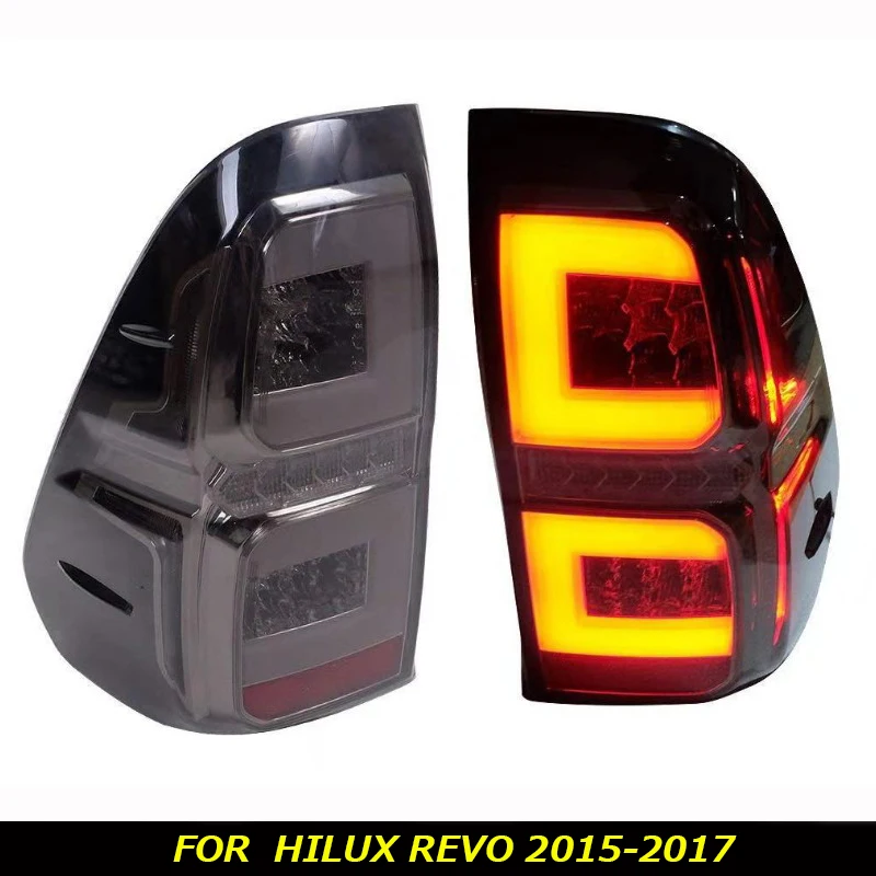 

1Pair Car Smoke LED Taillights For Toyota Hilux Revo SR5 M70 2015 2016 2017 2018 Styling Rear Brake Driving Lamp Drl Tail Lights