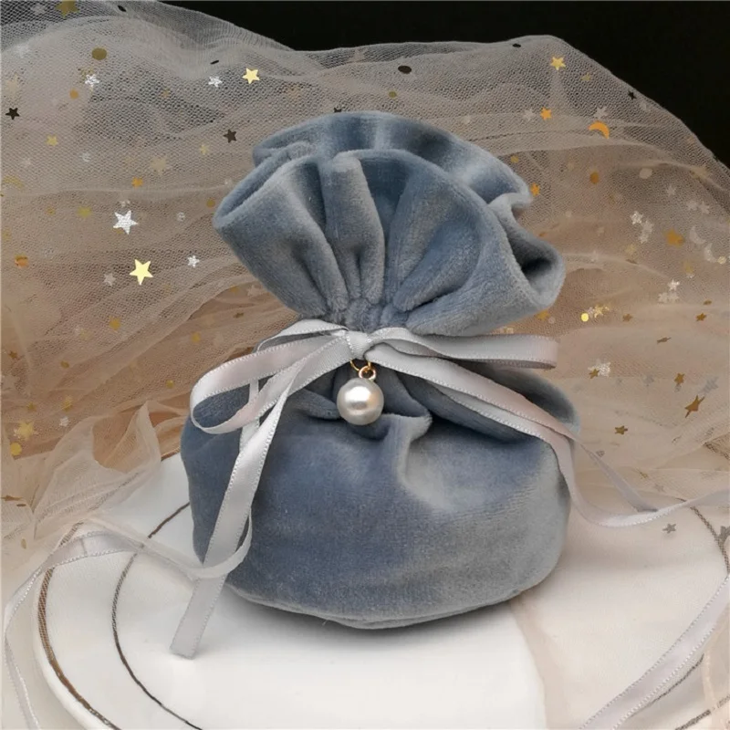 blue 20 шт фланелевый Подарочный мешок для свадебной вечеринки, подарочная упаковка для конфет, подарочные коробки, портативная коробка для конфет для детского душа - Цвет: blue