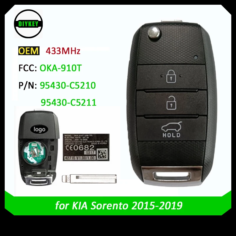 Оригинальный умный дистанционный ключ-брелок DIYKEY OEM 433 МГц TIRIS DST80 Chip для KIA Sorento