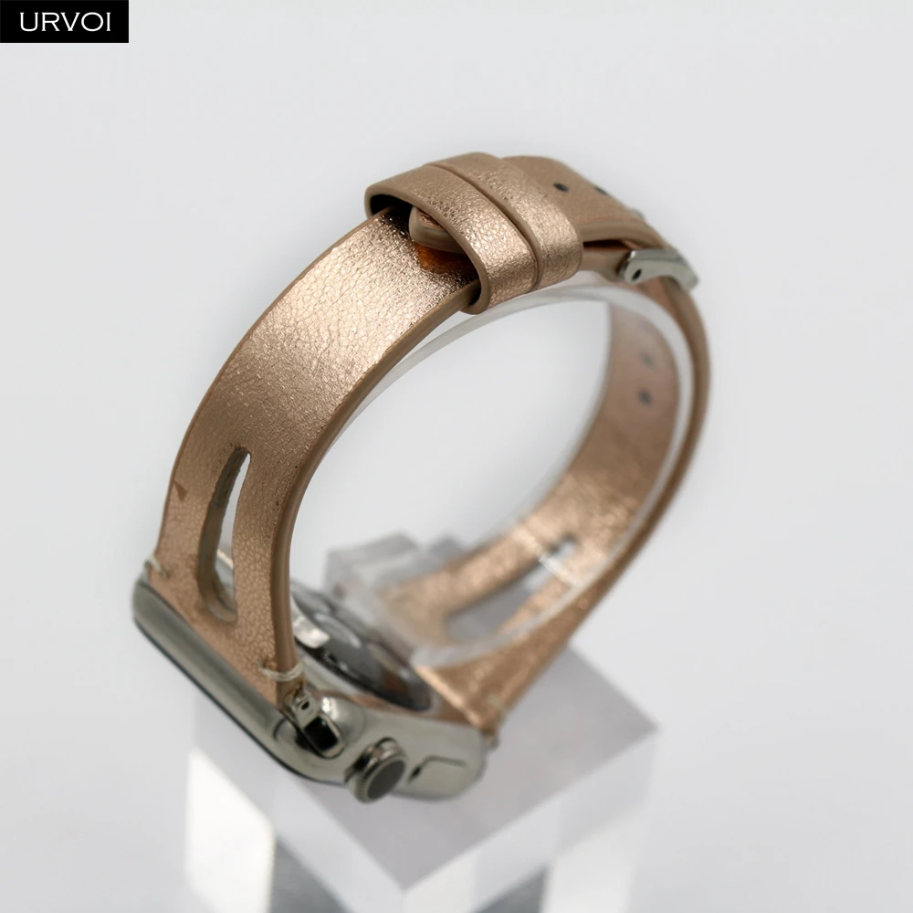 Кожаный ремешок URVOI для apple watch серии 4 3 2 1 ремешок для iwatch 40 мм 44 мм модель дизайн т отверстие кожа девушки запястье