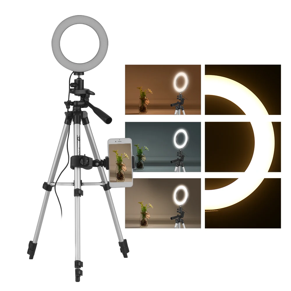 6 дюймовый светодиодный кольцевой мини светильник с регулируемой яркостью 10