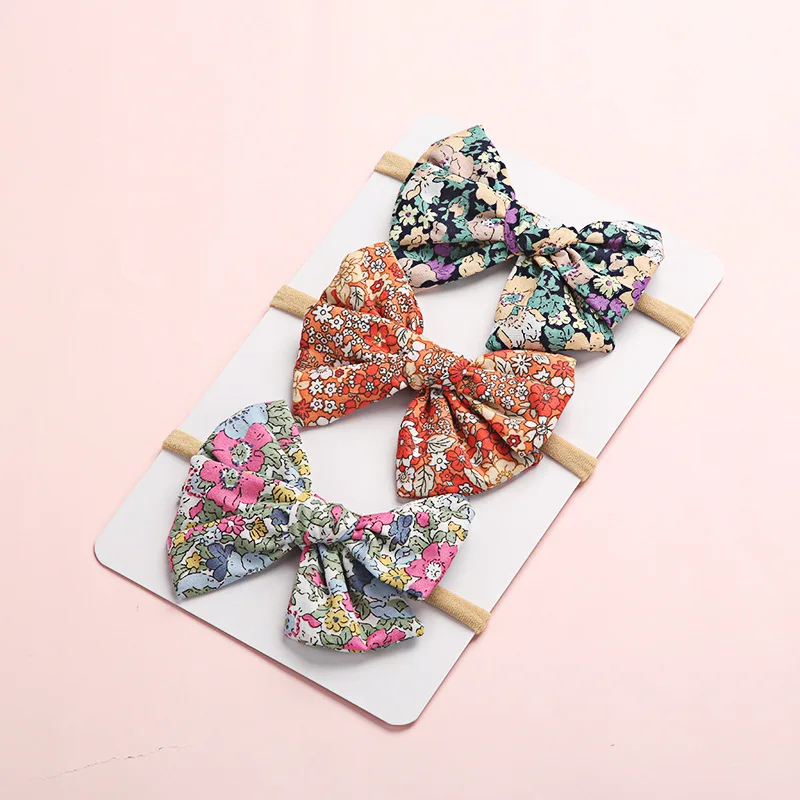 Детская повязка на голову с принтом для волос девочек аксессуары из хлопка и льна