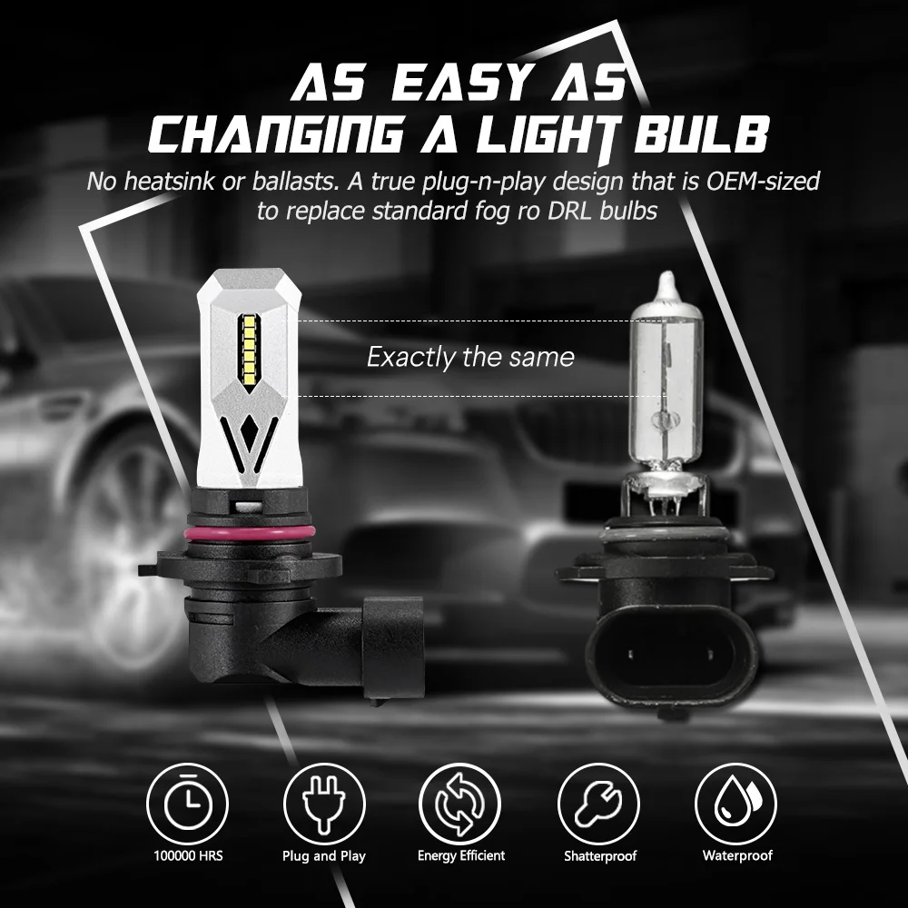 1500lm H7 H11 9005 9006 80W светодиодный автомобильный противотуманный светильник H1 H3 6500K