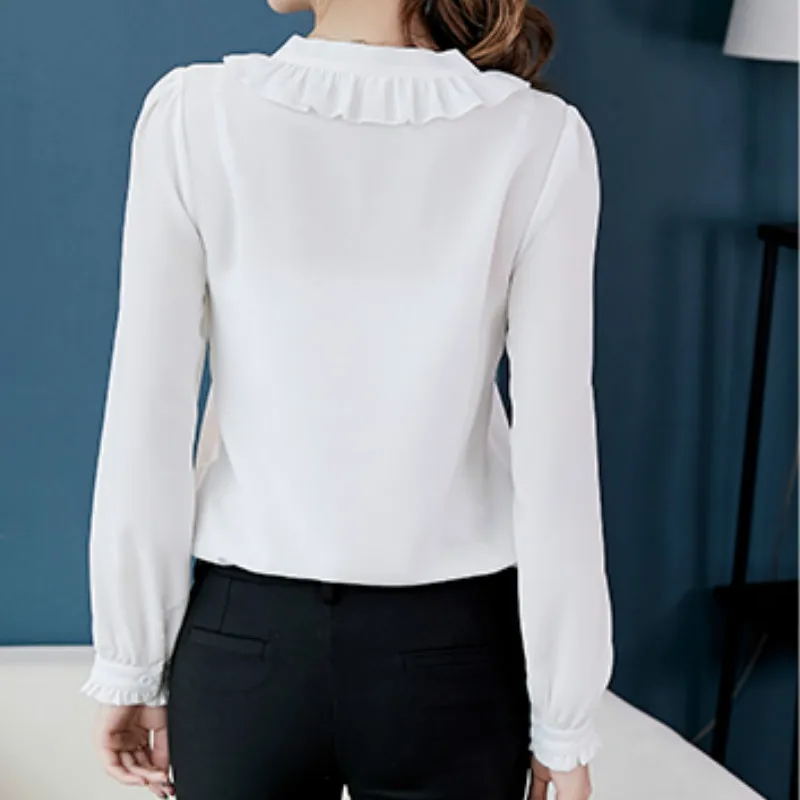 

Shirts Women Solid Color Korean Style Fashion Casual Chiffon All-match Womens Clothing High Quality Simple Daily Elegant Summer