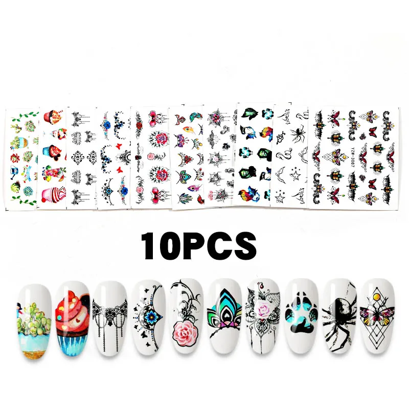 

20 ногтей милые наклейки из мультфильмов, которые переводятся на ногти, с помощью десерт изображением смайлика переводка с рисунком тату из ...