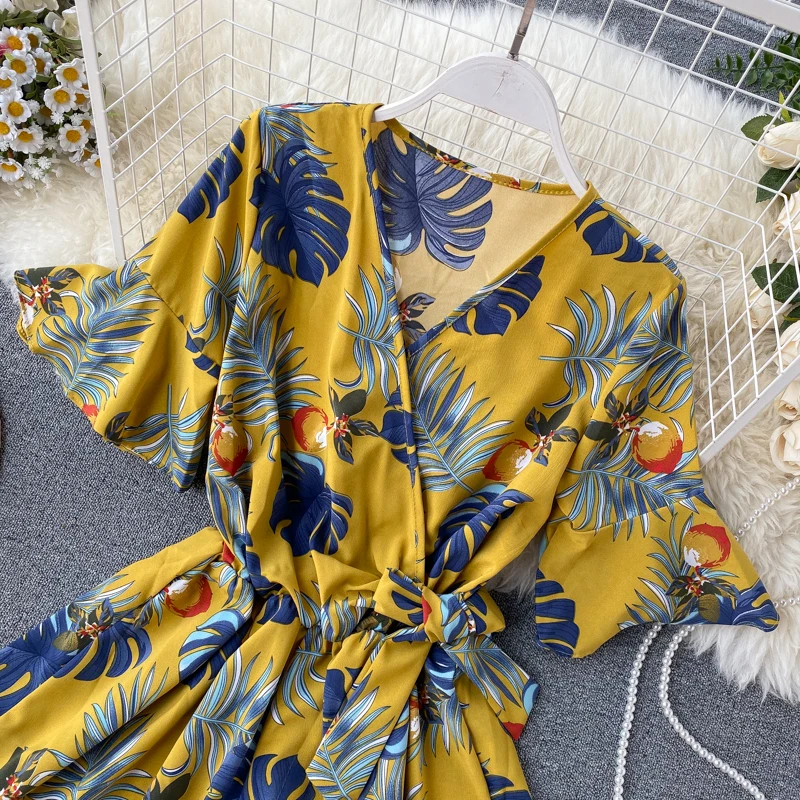 Boho 2021 v образный вырез Цветочная расцветка для офиса сексуальное с оборками и