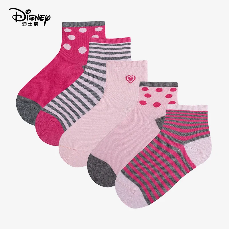 THREEGUN X disney/Детские носки для девочек из 5 предметов; милые хлопковые дышащие эластичные носки для маленьких девочек; сезон весна-лето
