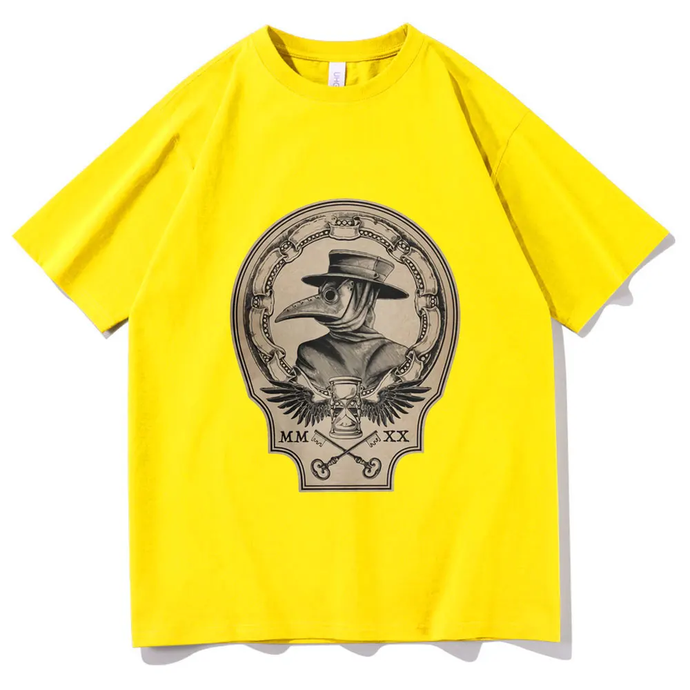 

Classic Vintage Funny Plague Doctor Print T-shirt Crewneck Tee Short Sleeve Summer Men Cotton Tshirt Women Cool Style Streetwear