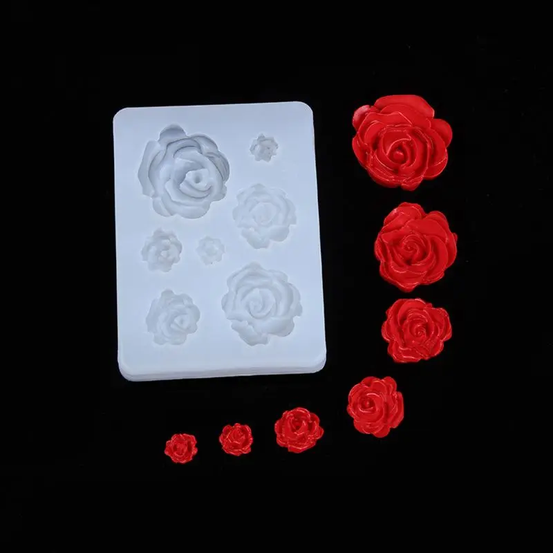 

7 Sizes Resin Rose Flower Pendant Silicone Mold Resin Jewelry Making Art Crafts