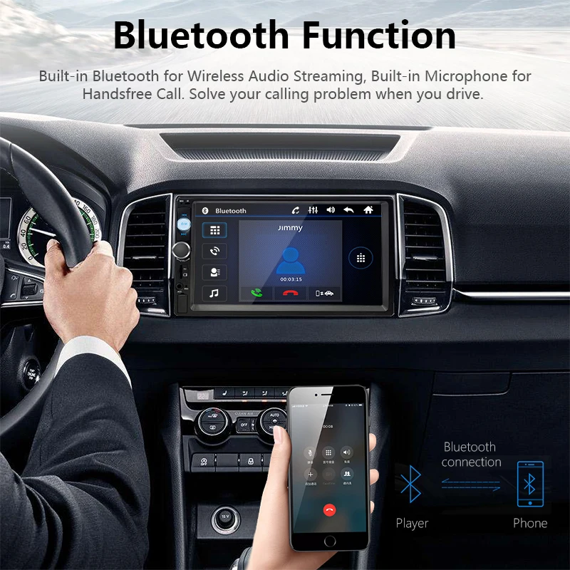 Автомагнитола 2 DIN 7 дюймов Full HD 1080P Bluetooth mp3 плеер задняя камера сенсорный экран Mirror