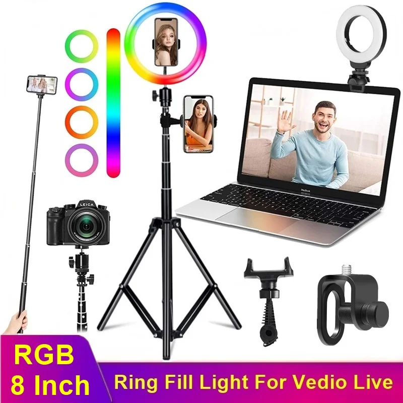 

Tongdaytech LED Selfie Ring Fill Light Dimmable RGB Ring Lamp With Tripod For Makeup Video Live Youtube Aro De Luz Para Celular