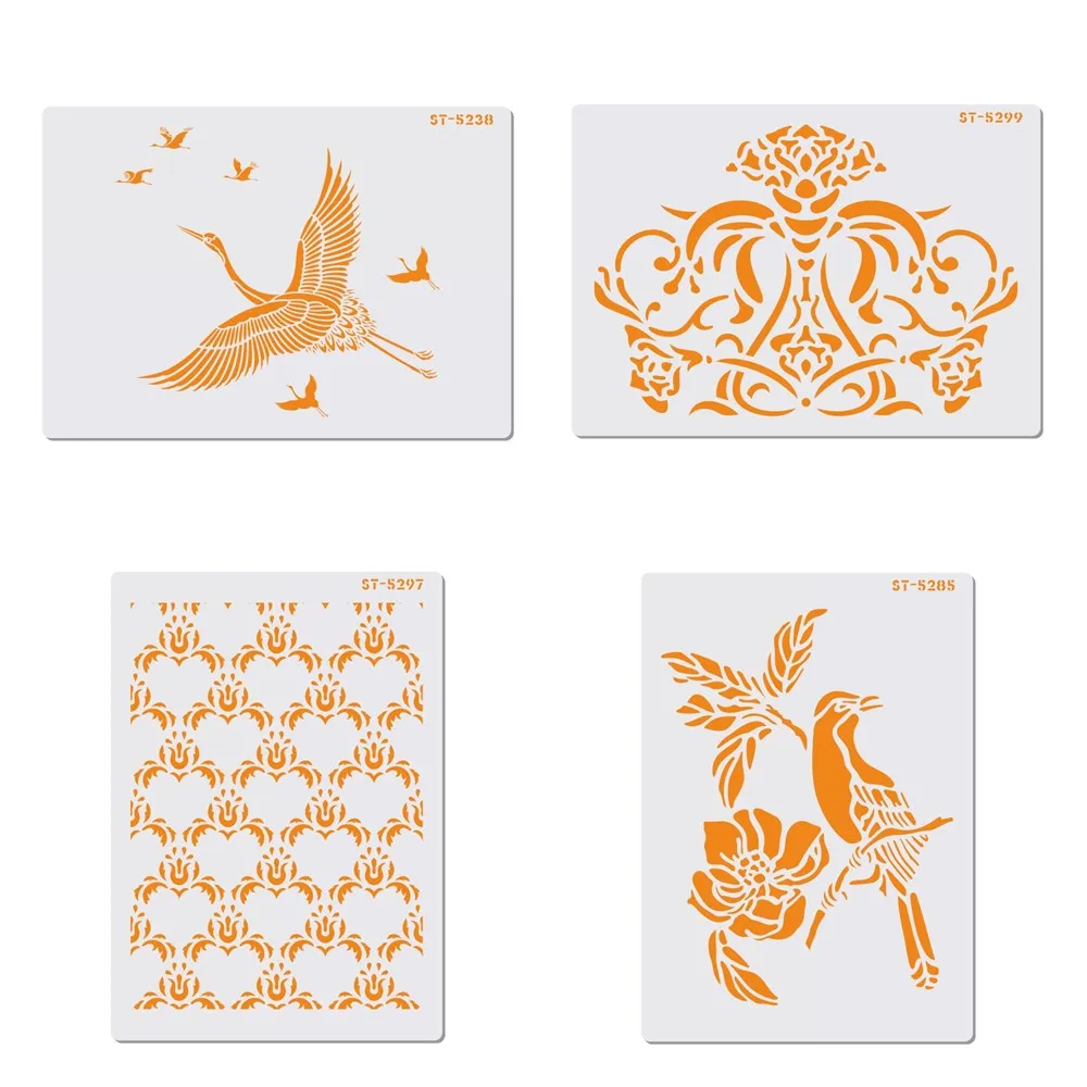 4 шт./компл. трафареты размера A4 с узором в виде животных и птиц боковые кружевные