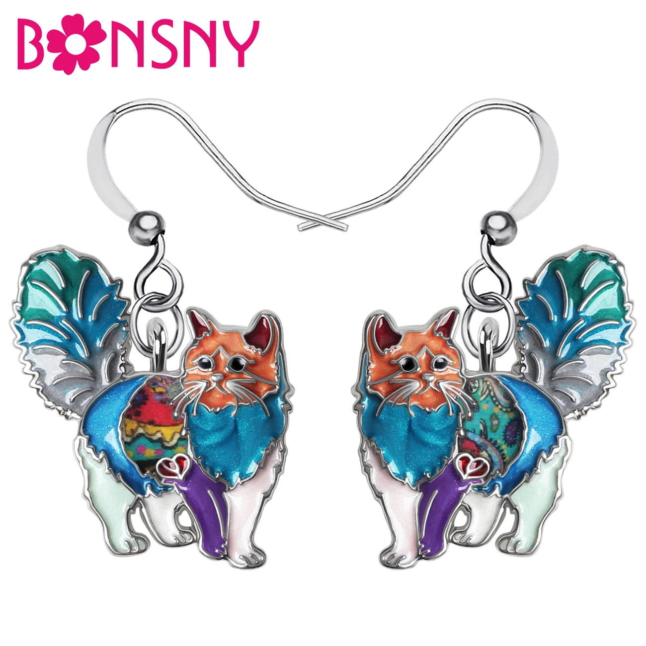 Серьги BONSNY из эмалированного сплава с цветочным рисунком элегантные Висячие