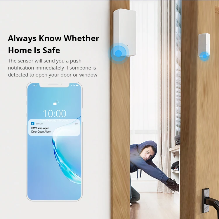 Датчик SONOFF DW2 для окон и дверей с поддержкой Wi-Fi | Безопасность защита