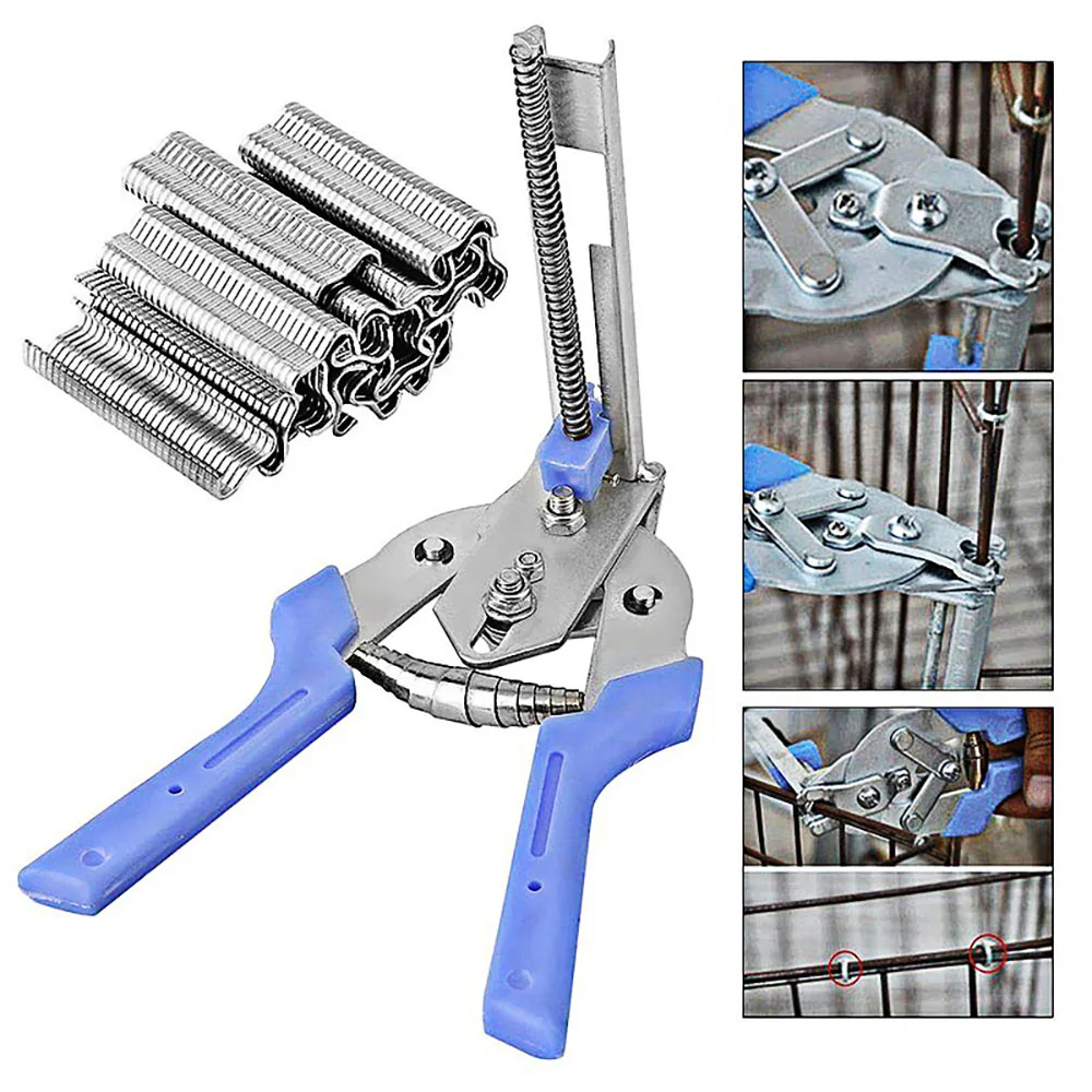 

The New Useful Hog Ring Plier & 600pcs M Clips Staples Anti-slip Handle Stainless Steel Hand Tools Chicken Mesh Cage WireFencing