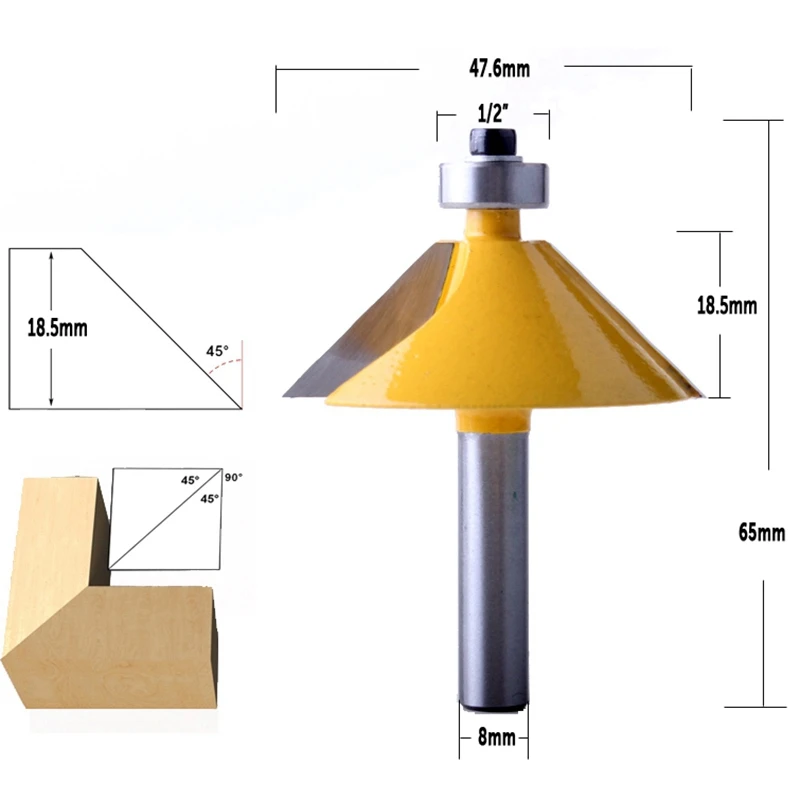 1 шт. 8 мм хвостовик большая 45 градусов фаска и скошенная фреза искусственный