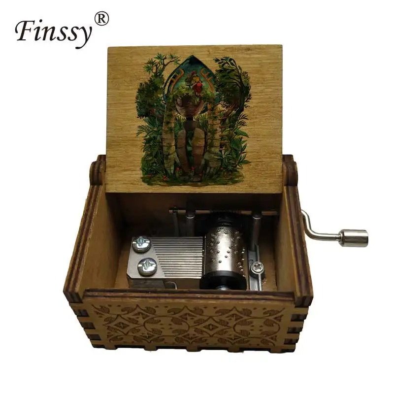 Деревянная музыкальная шкатулка с аниме Замок в небе цветным принтом подарок для