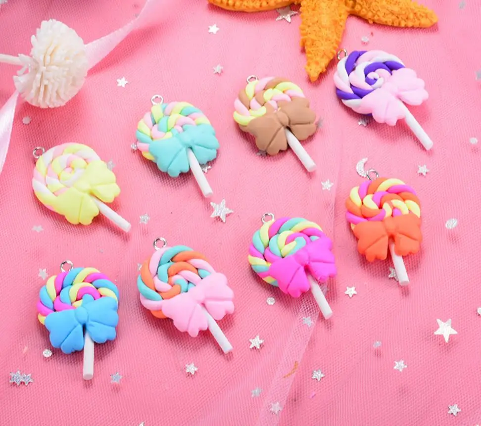 Kawaii 26*40 мм полимерные глиняные конфеты с плоской задней частью из смолы в форме