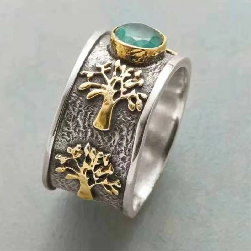Женское Винтажное кольцо с изумрудом в виде ветки | Украшения и аксессуары