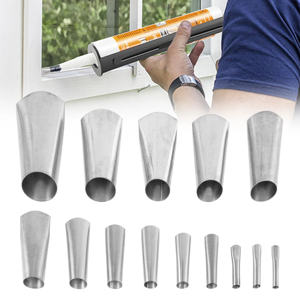 

14PCS Stainless Steel Caulk Nozzle Applicator Caulking Finisher Glue Silicone Sealant Finishing Tool Kitchen Bathroom Sink Joint