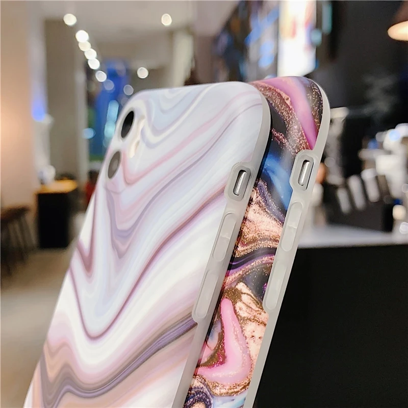 Цветной мраморный матовый чехол с трещинами для телефона iPhone 12 Mini 11 Pro SE 2020 X XR Xs Max