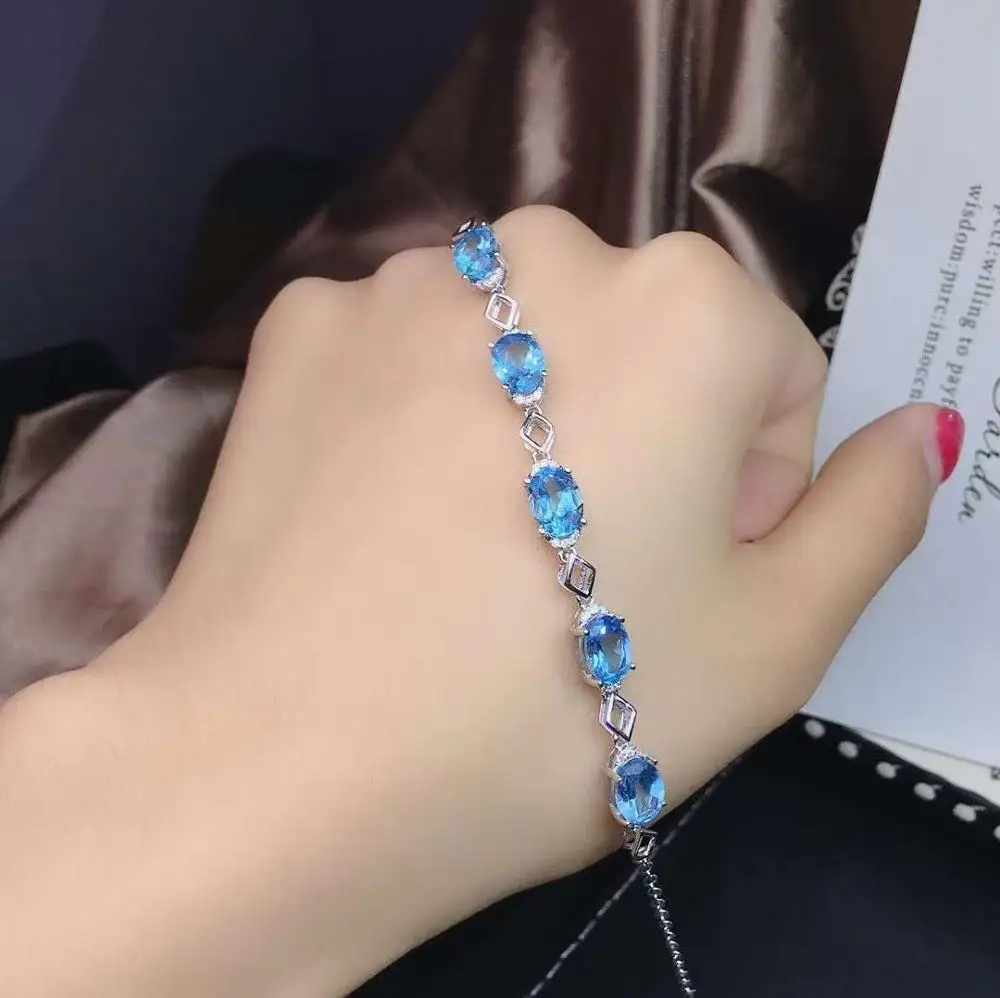 

Topaz chain bracelet 100% Real And Natural Topaz chain bracelet Free shipping Natural real Topaz 925 sterling silver