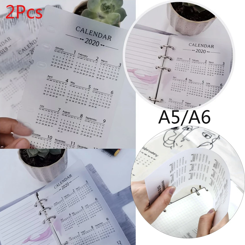 2Pcs For Planner Organizer Notebooks PP 2020 Calendar A5/A6 Loose-leaf 6 Holes Binder Index Divider Separator Stationery New | Канцтовары