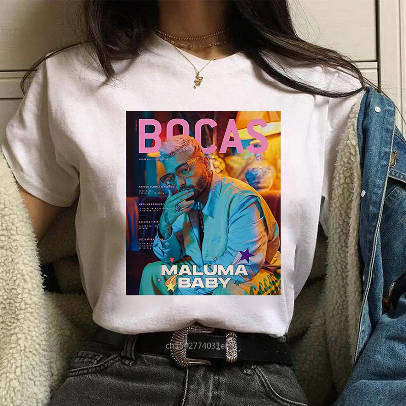 

Casual Maluma T Shirt Top Oversized Daily Streetwear Graphic Printed Letters Tee Female T-Shirt