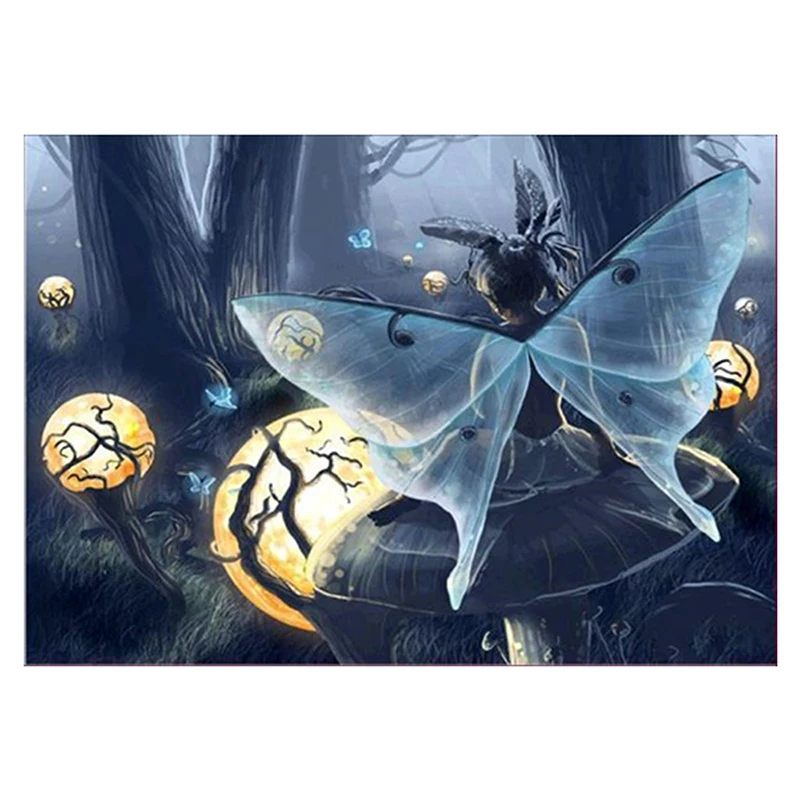 5D DIY частичная дрель круглая Алмазная картина Хэллоуин бабочка эльф Стразы