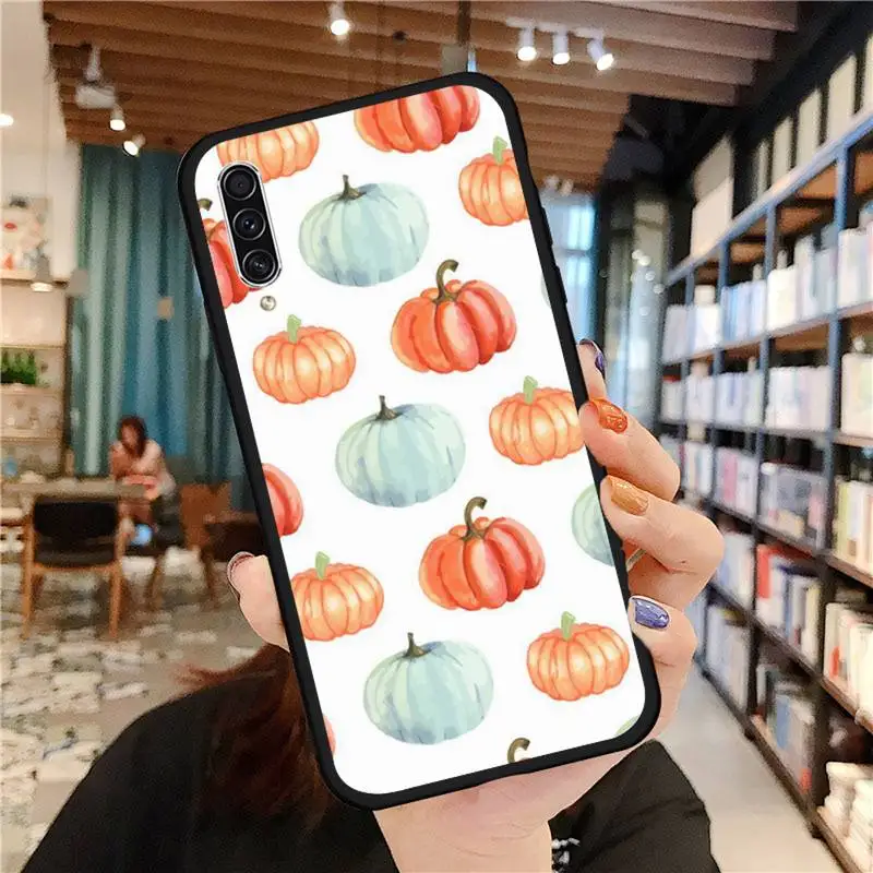 

Pumpkin Autumn leaf pattern Flowers Phone Case For Samsung A20 A30 30s A40 A7 2018 J2 J7 prime J4 Plus S5 Note 9 10 Plus