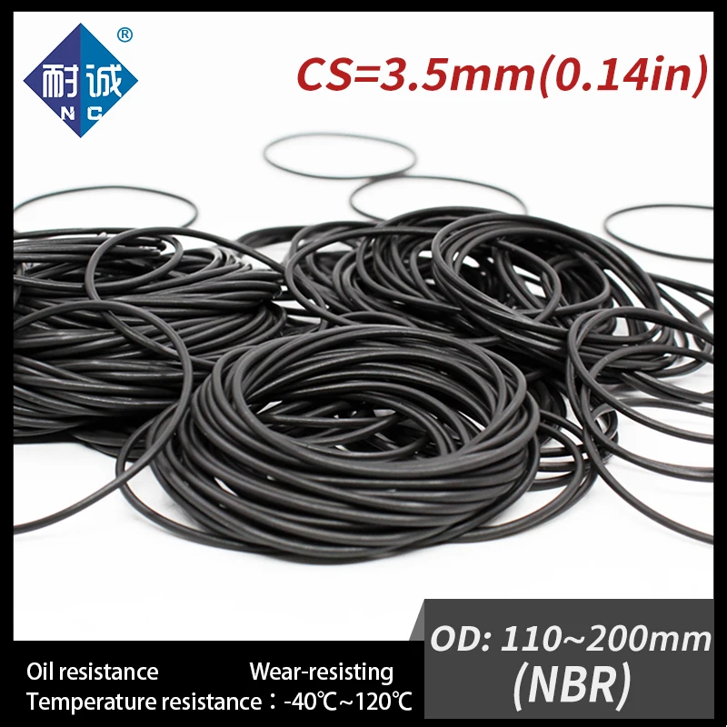 1 шт./лот резиновый черный NBR CS3.5mm OD110/145/150/200 мм уплотнительное кольцо прокладка